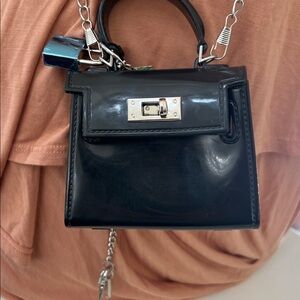 Kendall + Kylie Silicon Micro Bag with Lock & Key Black Crossbody/Clip On NWT